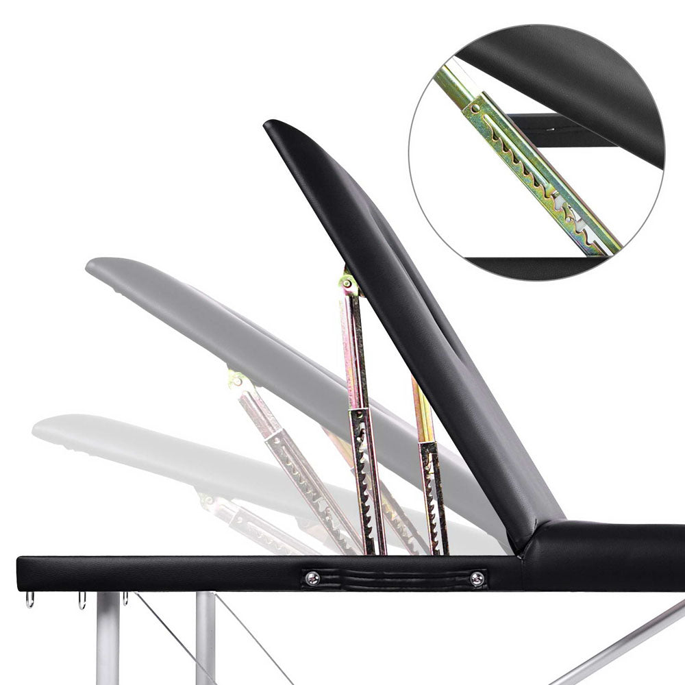 Zenses Massage Table 80cm Portable 3 Fold Aluminium Beauty Bed Black