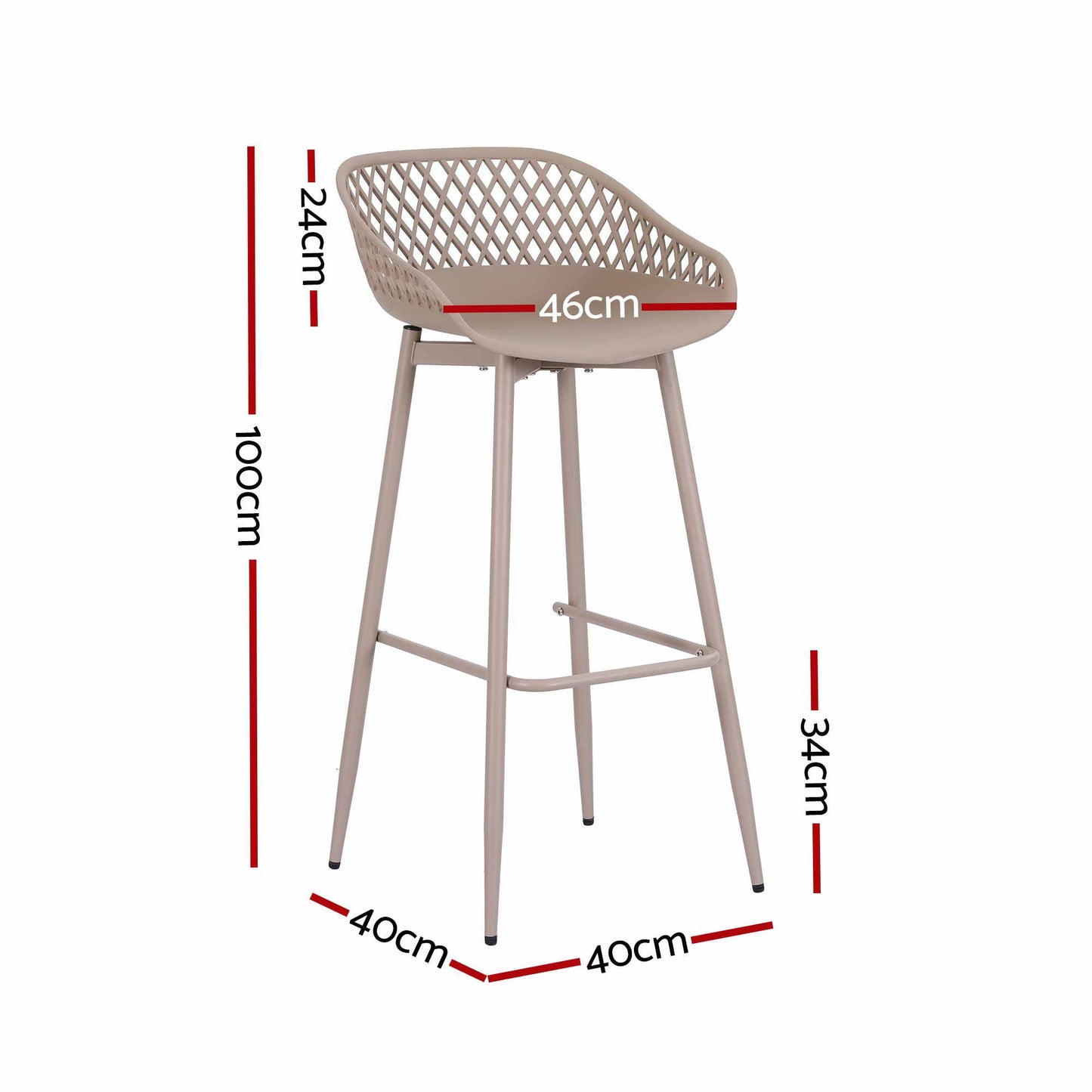 Gardeon 4-Piece Outdoor Bar Stools Plastic Metal Dining Chair Furniture Coffee