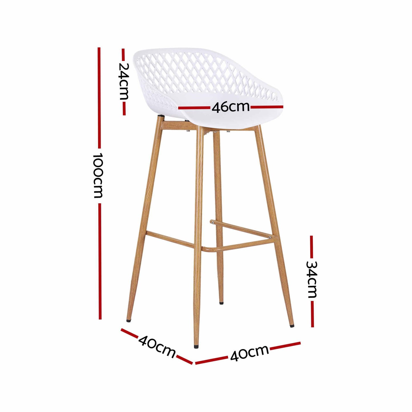Gardeon 2PC Outdoor Bar Stools Plastic Metal Dining Chair Patio Furniture White