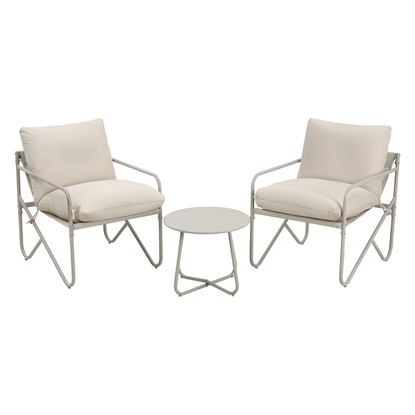 Gardeon Outdoor Bistro Set 3 Piece Patio Furniture Conversation Table and Chairs Khaki