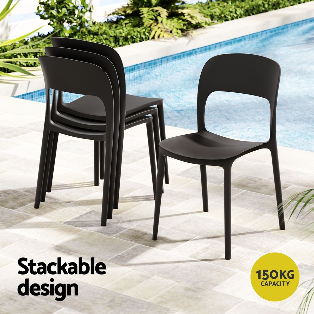Gardeon 5PCS Outdoor Dining Set Table and Chairs Patio Furniture Garden Black