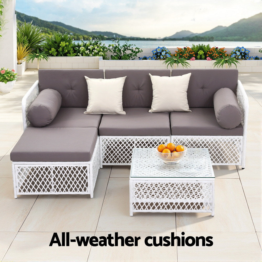 Gardeon 4 Seater Outdoor Sofa Set 5PCS Table Chair Set Garden Patio Furniture