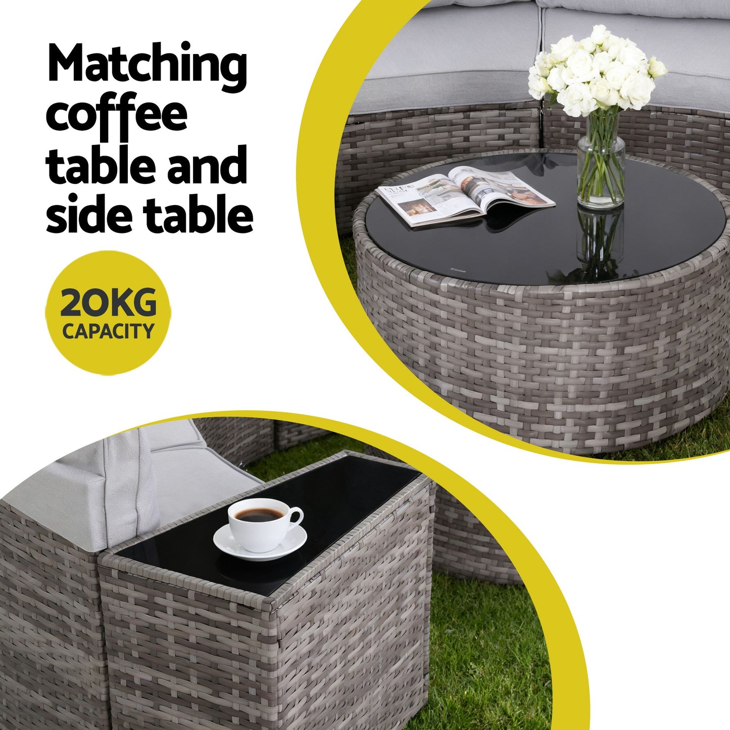 Gardeon 8 Seater Outdoor Sofa Set 14PCS Table Chair Set Rattan Patio Furniture