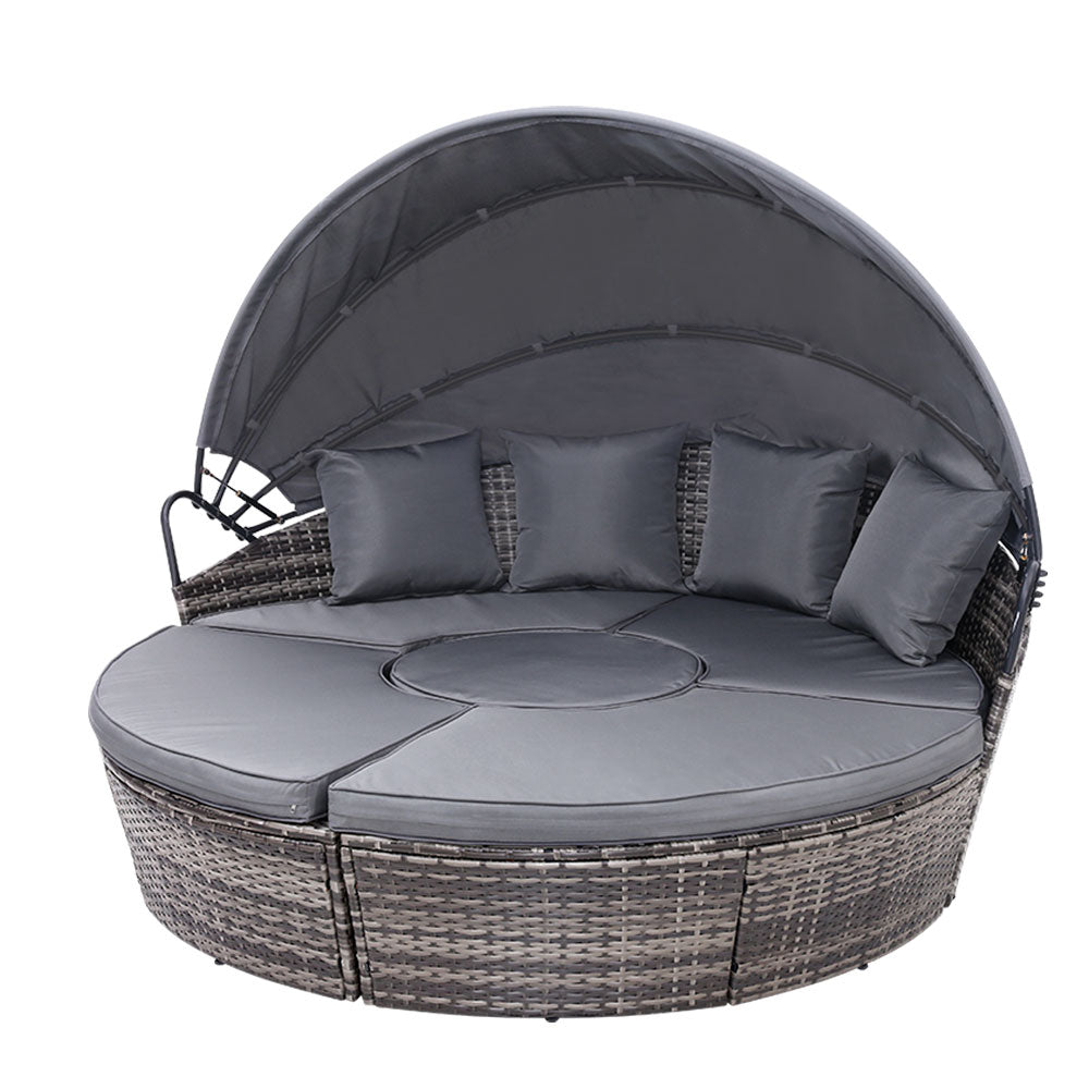 e Setting Wicker Lounger Day Bed Patio OutGardeon Sun Loungdoor Furniture Black