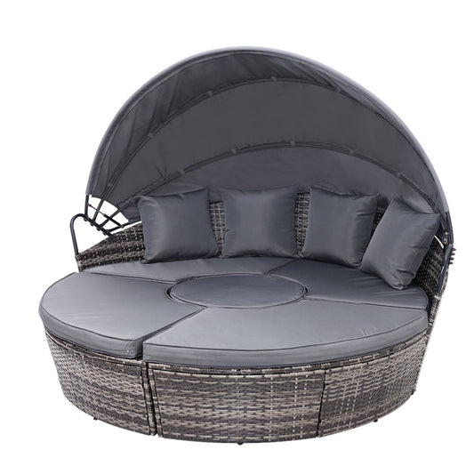 e Setting Wicker Lounger Day Bed Patio OutGardeon Sun Loungdoor Furniture Black