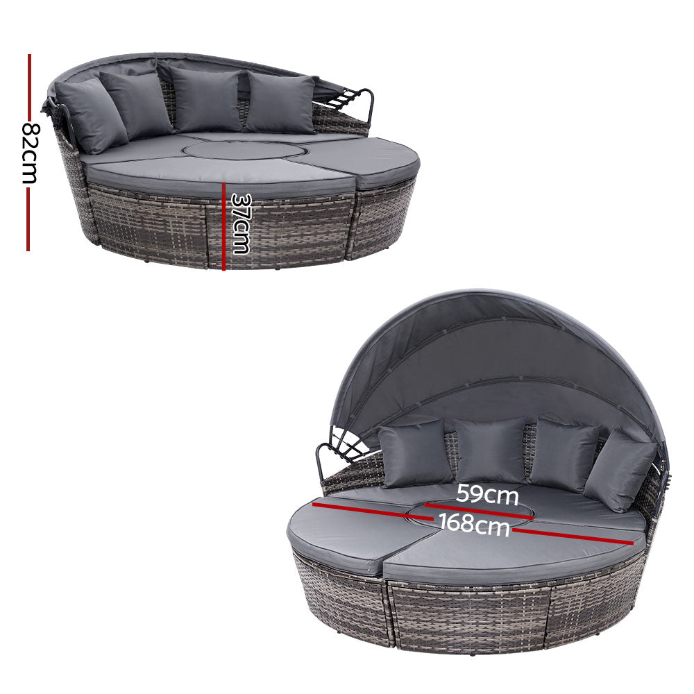 e Setting Wicker Lounger Day Bed Patio OutGardeon Sun Loungdoor Furniture Black