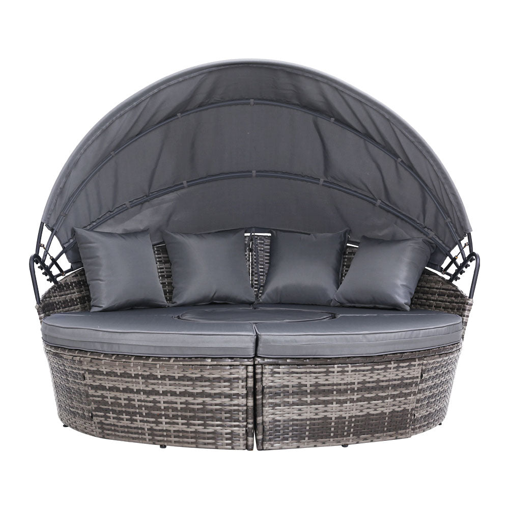 e Setting Wicker Lounger Day Bed Patio OutGardeon Sun Loungdoor Furniture Black