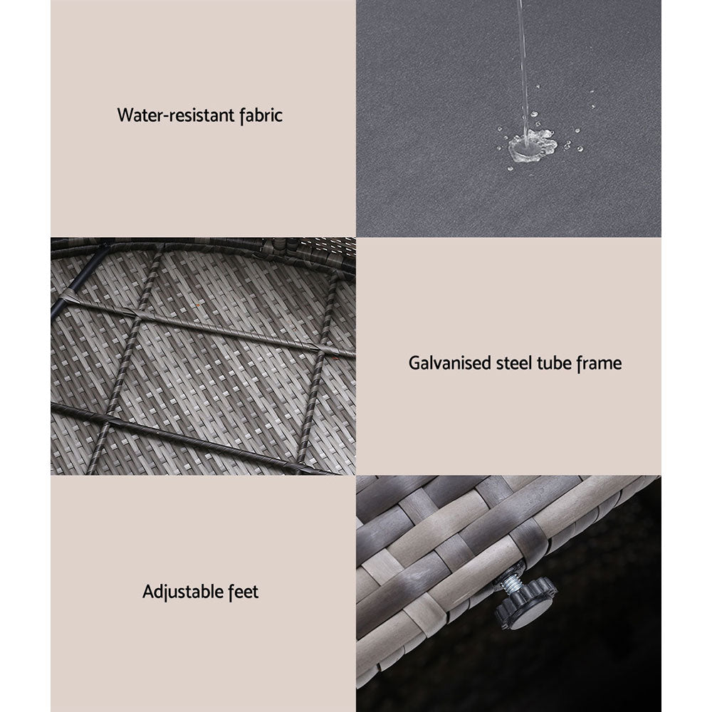 e Setting Wicker Lounger Day Bed Patio OutGardeon Sun Loungdoor Furniture Black