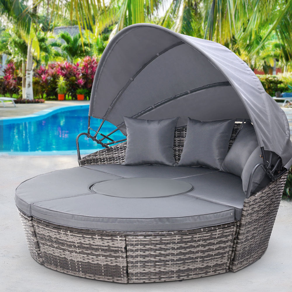e Setting Wicker Lounger Day Bed Patio OutGardeon Sun Loungdoor Furniture Black