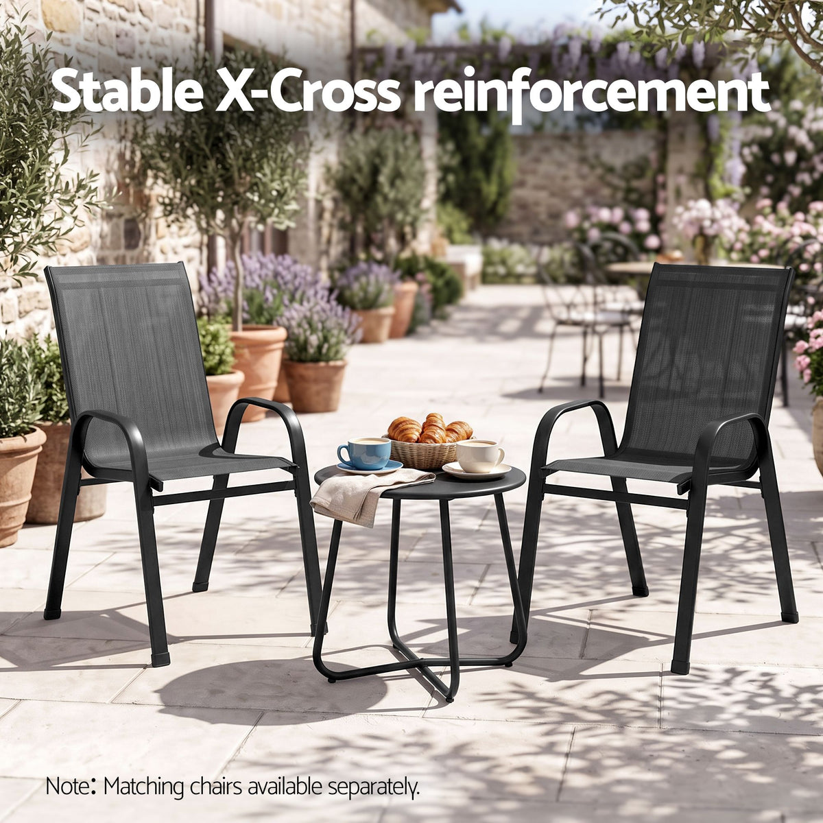 Gardeon Outdoor Side Table Steel Frame for Patio Balcony Garden Black