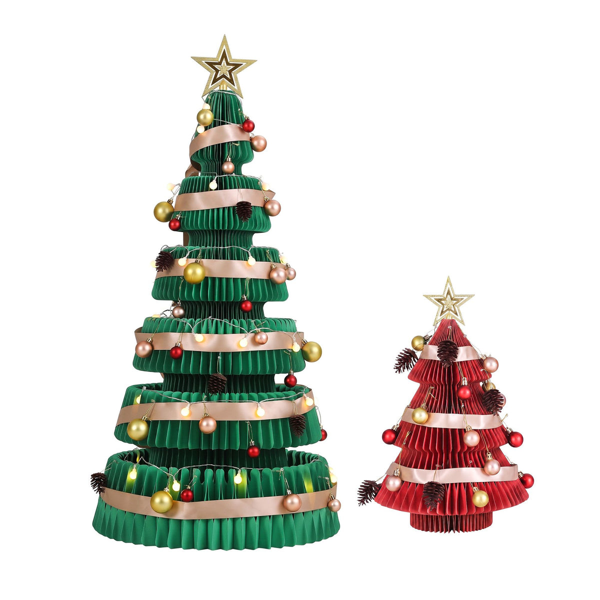 Jingle Jollys 47cm&111cm Christmas Tree Decoration Foldable Xmas Paper Tree