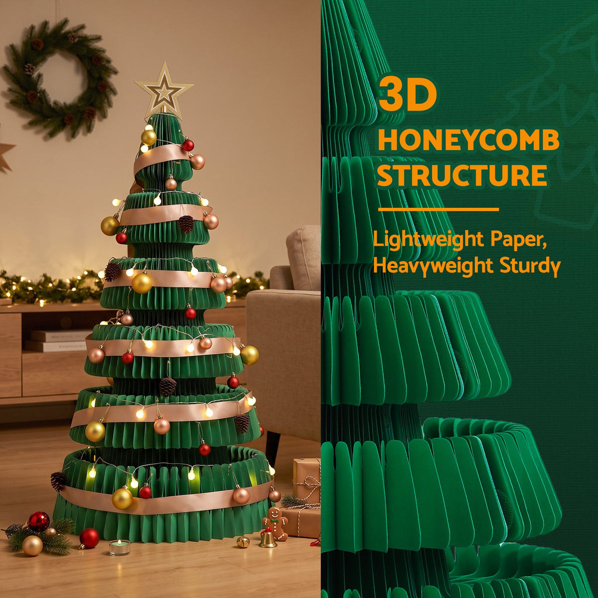 Jingle Jollys 47cm&111cm Christmas Tree Decoration Foldable Xmas Paper Tree