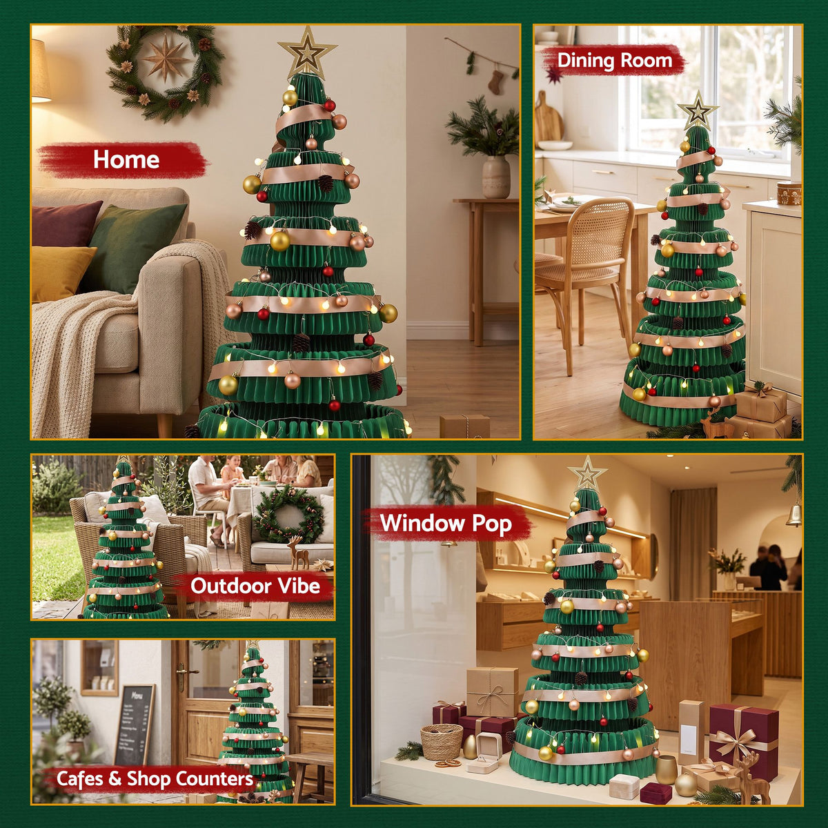 Jingle Jollys 47cm&111cm Christmas Tree Decoration Foldable Xmas Paper Tree