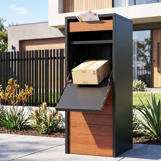 Gardeon Paket-Briefkasten, Paketkasten, Paketschacht, Postkasten, Nussbaum