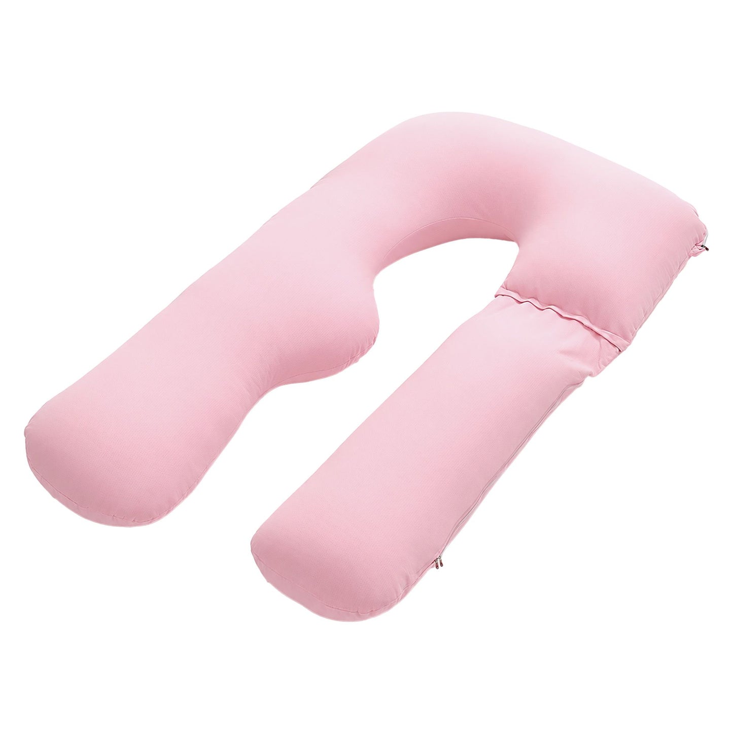 Giselle Bedding Pregnancy Pillow U Shaped Full Body Pillow with 100% Cotton Jersey Cover Maternity Pillow for Sleeping Reading, Pink, 73x133cm