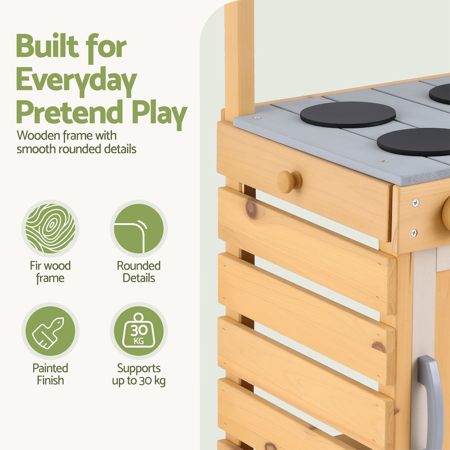 Keezi Kids Kitchen Playset Wooden Play Kitchen Mud Kitchen Toy Kitchen 95cm Tall