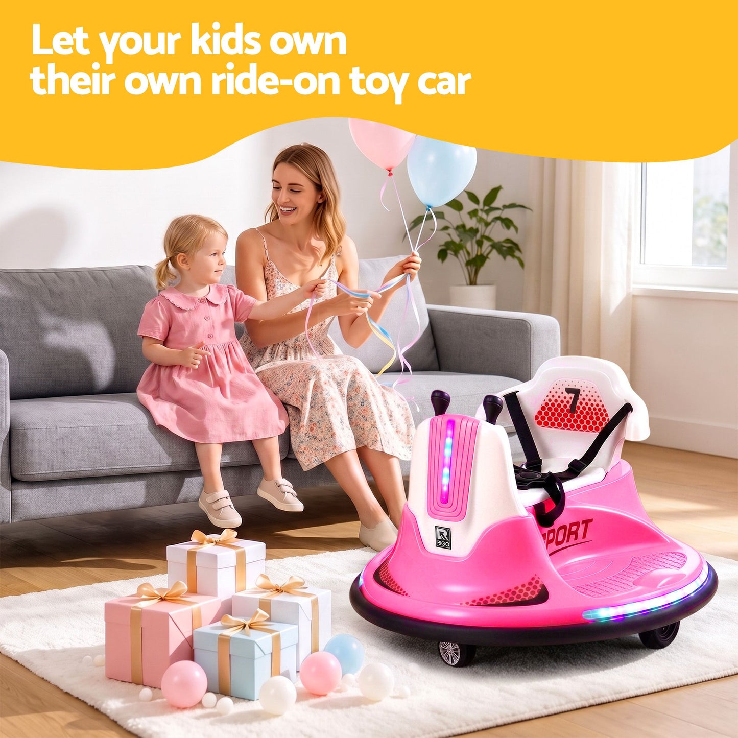 Rigo Ride-on-Cars Kinder Bumper 12V Rutschauto Kleinkind Fernbedienung Pink