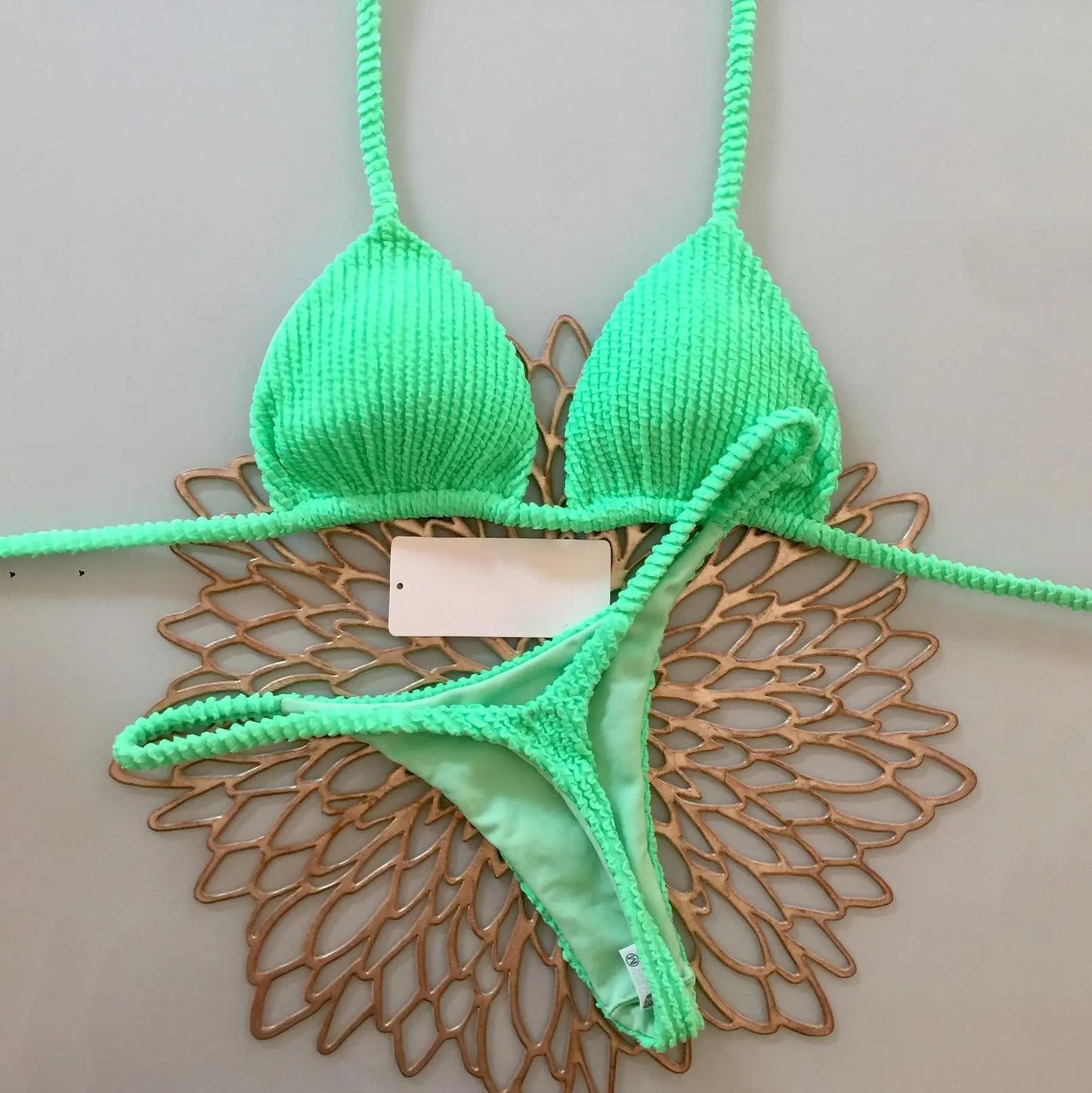 New Multicolor Printed Strap Split Swimsuit Sexy G-string Bikini