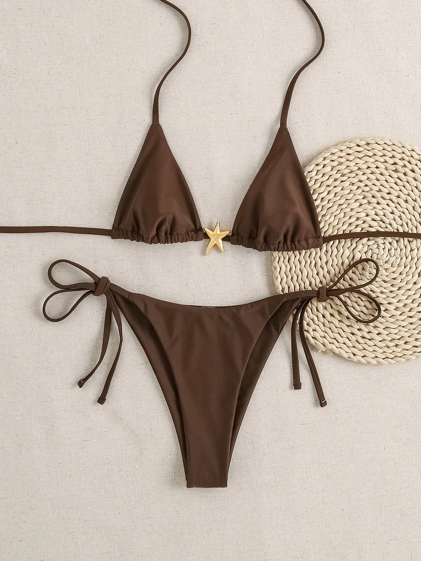Summer Swimwear Women Sexy Backless Swimsuit 2 PCS Bikini Set Laced Up Split Bathing suit Low Waist Binding Strap Beach Bikini