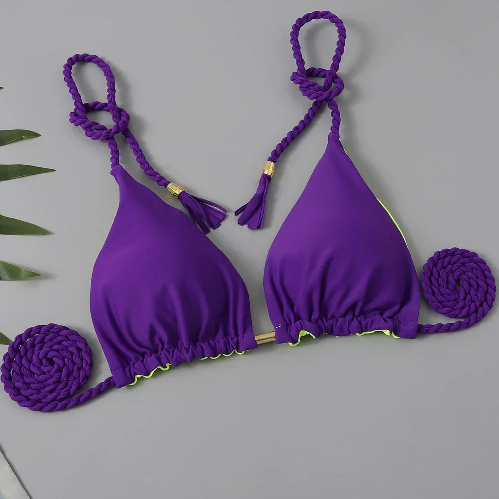 Swimsuit Women Bikinis Set Sexy Drawstring Bikini Beachwear Leopard Two-pieces Swimwear Bathing Suit Lace Up Bikini Set