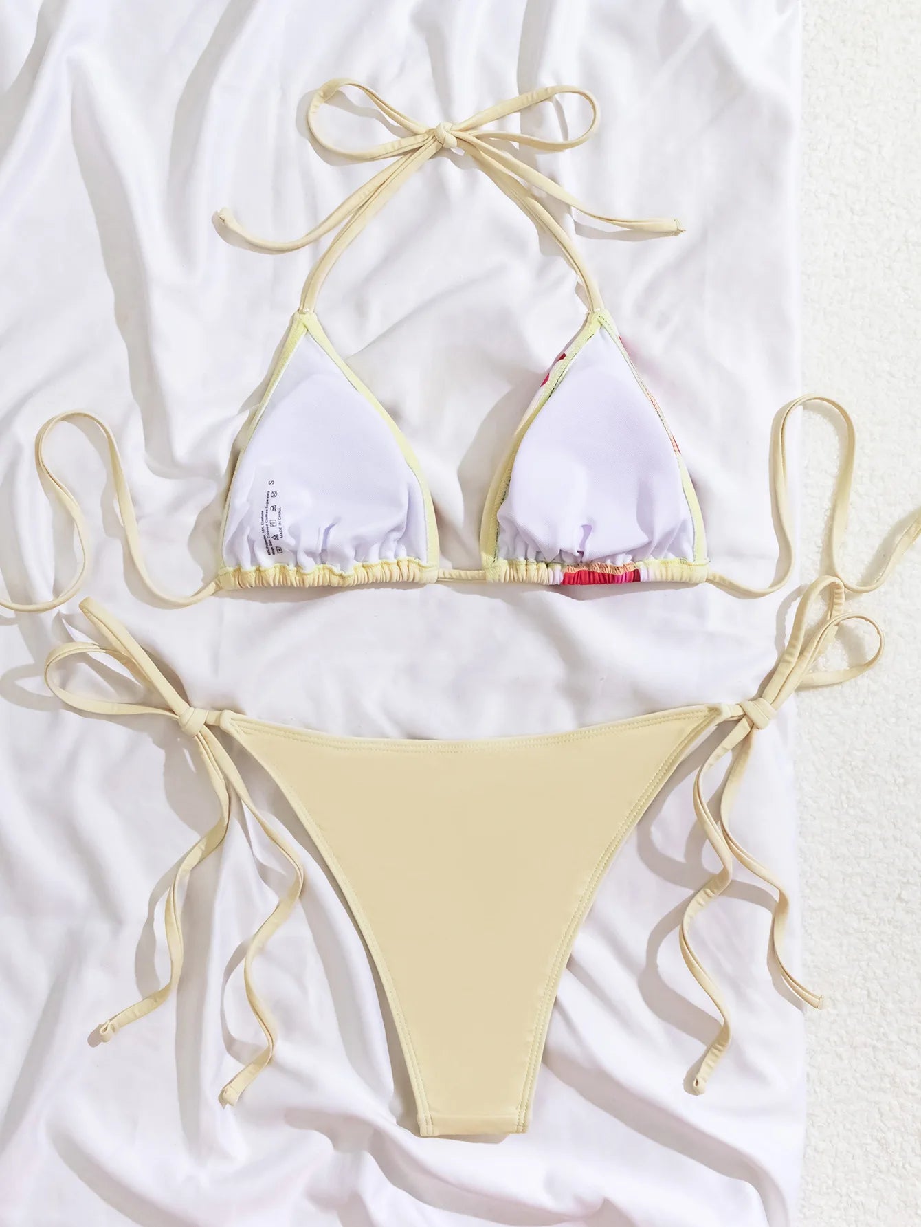 Summer Swimwear Women Sexy Backless Swimsuit 2 PCS Bikini Set Laced Up Split Bathing suit Low Waist Binding Strap Beach Bikini