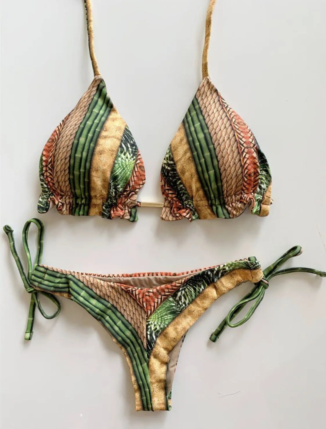 brazilian lace up push up bikini set micro swimwear designer tassels swimsuit beachwear outfit bathing suit women