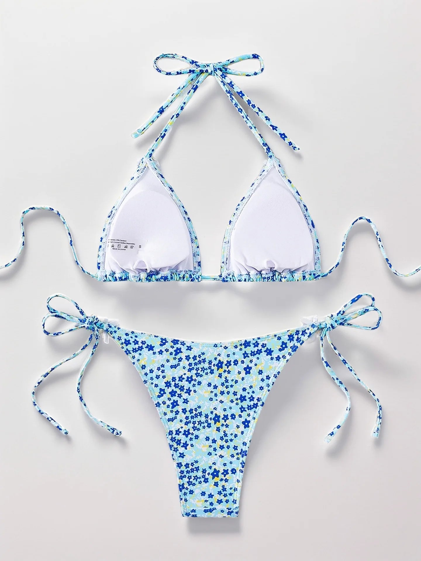 Summer Swimwear Women Sexy Backless Swimsuit 2 PCS Bikini Set Laced Up Split Bathing suit Low Waist Binding Strap Beach Bikini