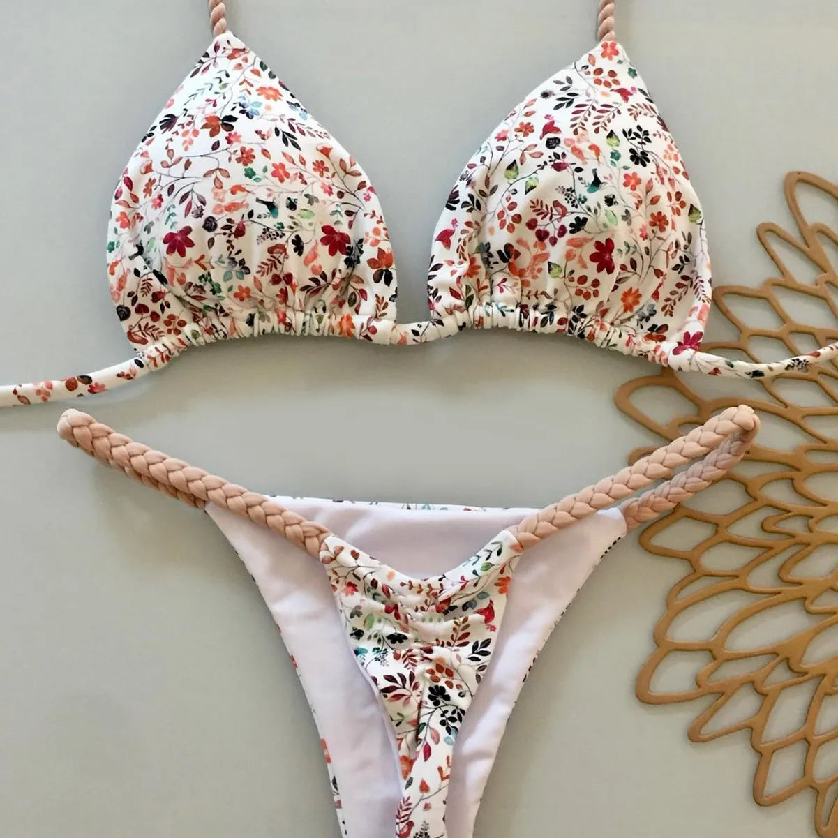 2025 new bikini split tight women's swimsuit swimsuit gathered leopard print swimsuit