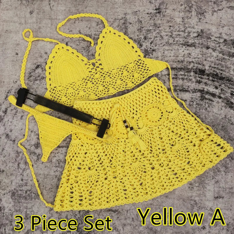 Hand Crochet Bikini Beach Skirt Swimsuit Swimsuit