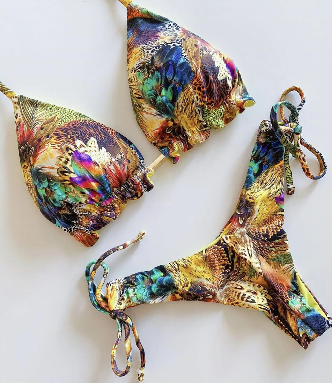 brazilian lace up push up bikini set micro swimwear designer tassels swimsuit beachwear outfit bathing suit women