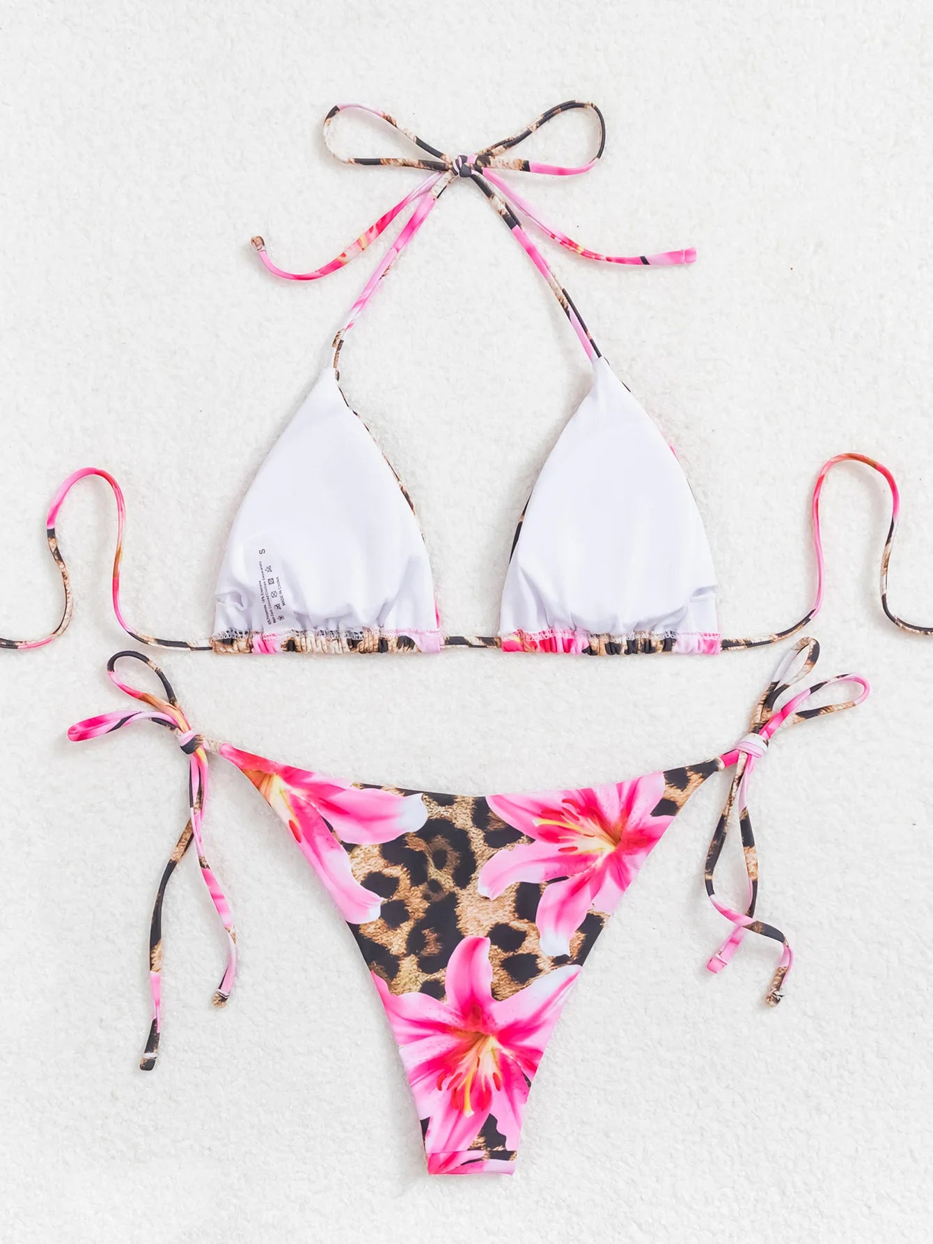 Summer Swimwear Women Sexy Backless Swimsuit 2 PCS Bikini Set Laced Up Split Bathing suit Low Waist Binding Strap Beach Bikini