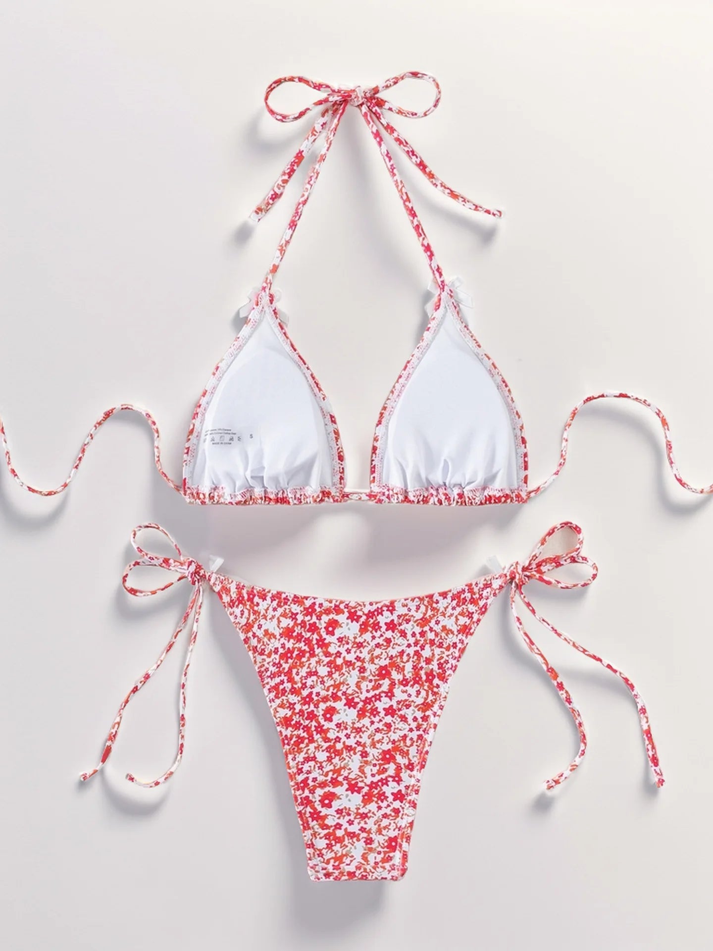 Summer Swimwear Women Sexy Backless Swimsuit 2 PCS Bikini Set Laced Up Split Bathing suit Low Waist Binding Strap Beach Bikini