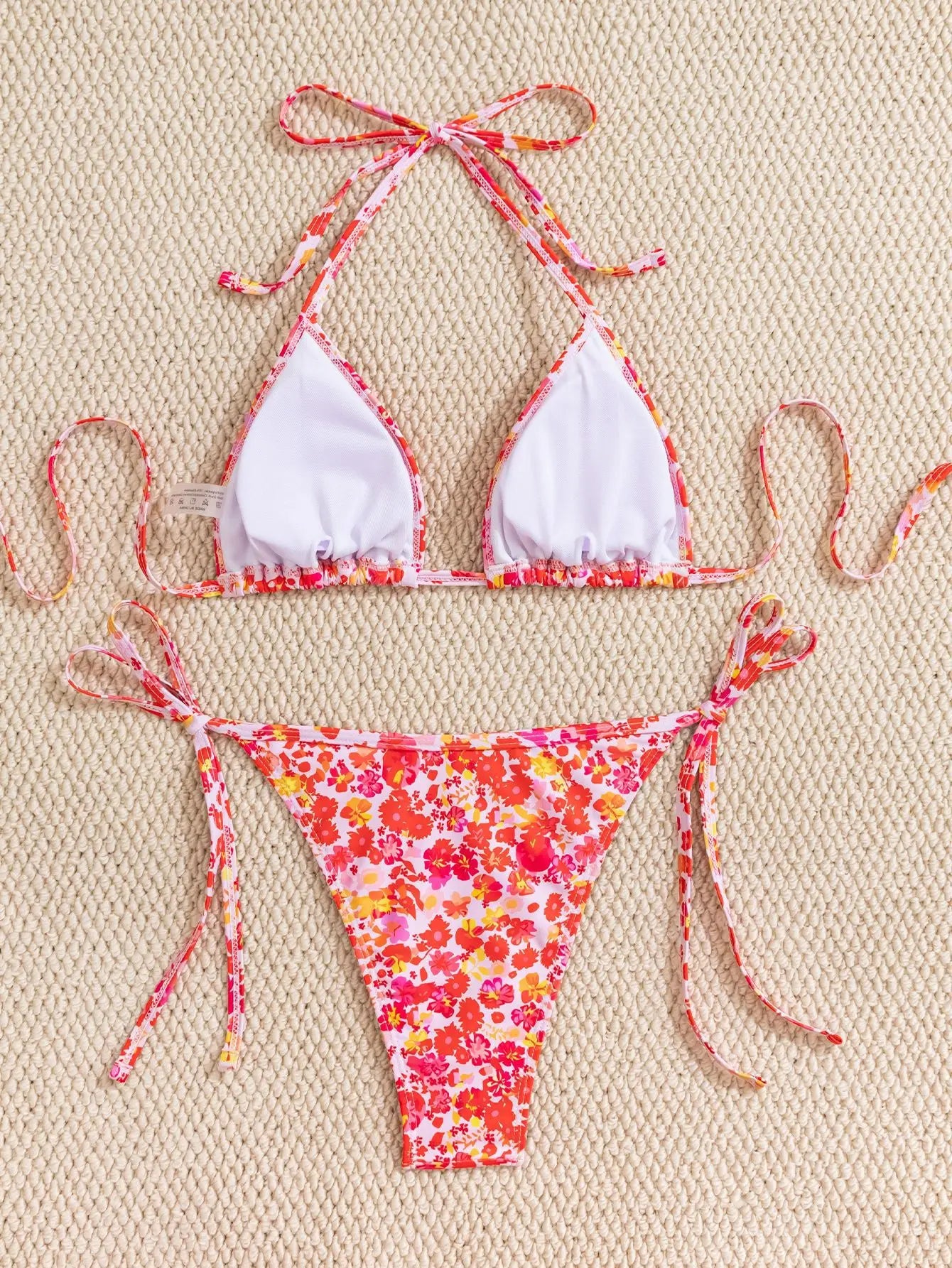 Summer Swimwear Women Sexy Backless Swimsuit 2 PCS Bikini Set Laced Up Split Bathing suit Low Waist Binding Strap Beach Bikini