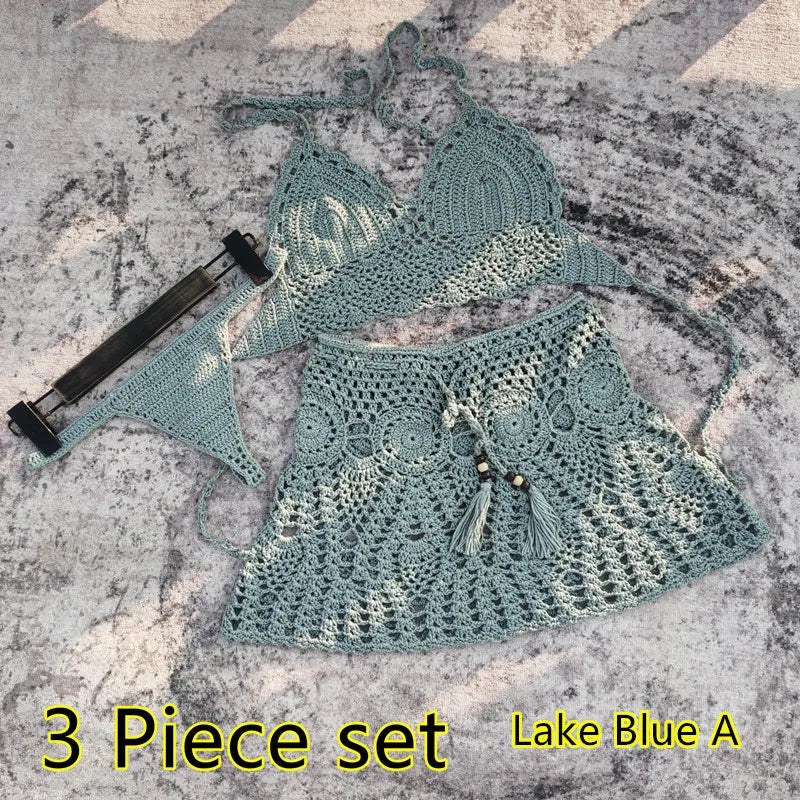 Hand Crochet Bikini Beach Skirt Swimsuit Swimsuit