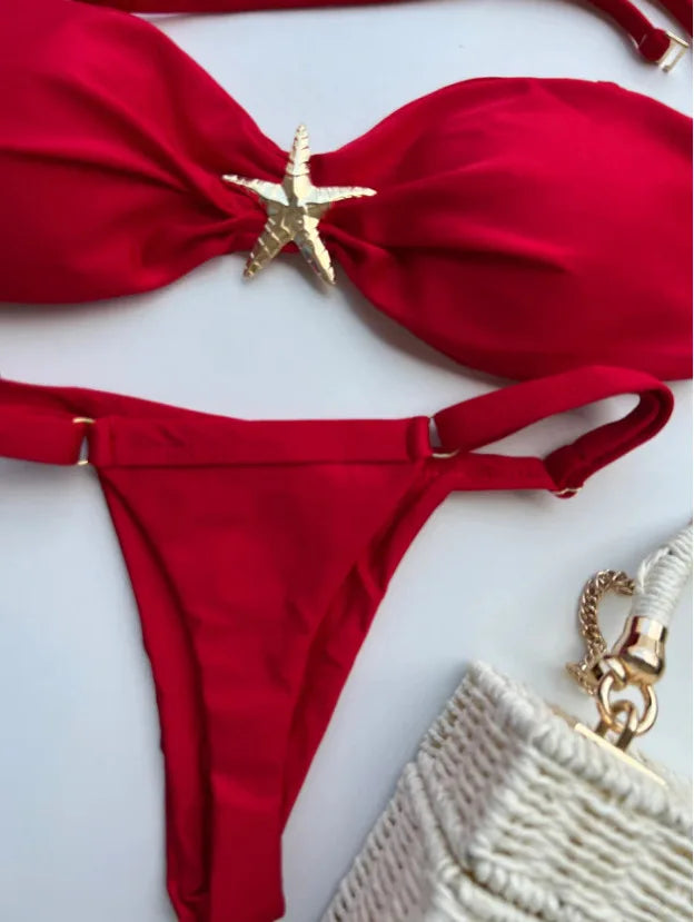 2026 New Sexy Solid Micro Bikini Set Strapless Split Swimsuit Thong Bathing Suit Women Swimwear Biquini Suit Up Bikinis Mujer