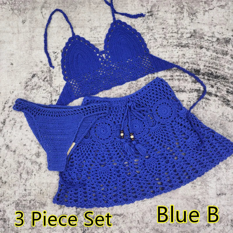 Hand Crochet Bikini Beach Skirt Swimsuit Swimsuit