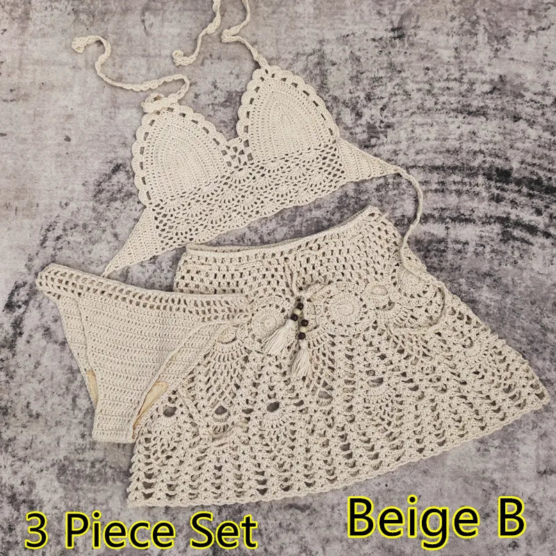 Hand Crochet Bikini Beach Skirt Swimsuit Swimsuit