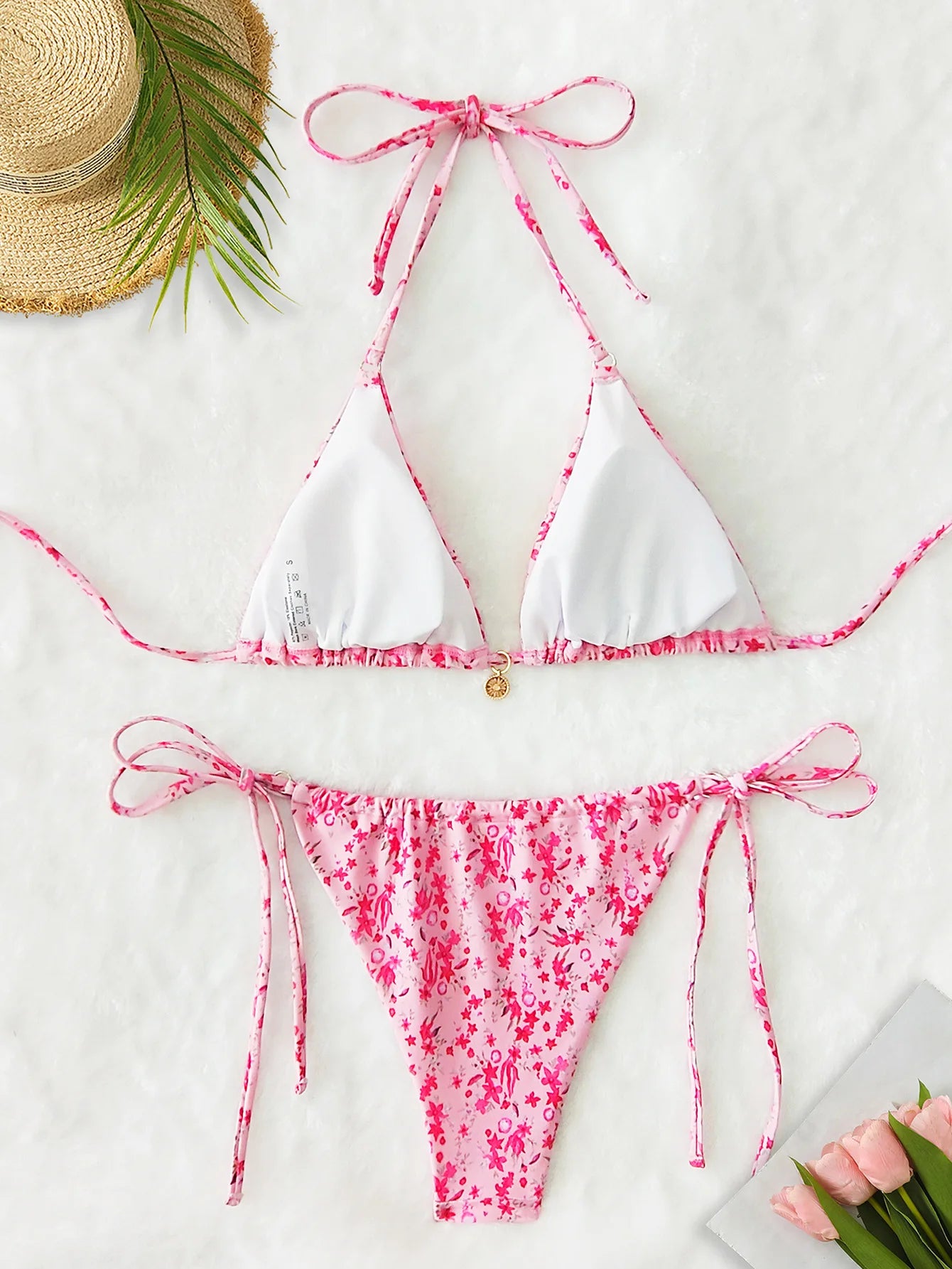 Summer Swimwear Women Sexy Backless Swimsuit 2 PCS Bikini Set Laced Up Split Bathing suit Low Waist Binding Strap Beach Bikini