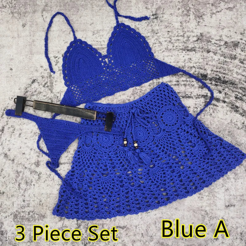 Hand Crochet Bikini Beach Skirt Swimsuit Swimsuit