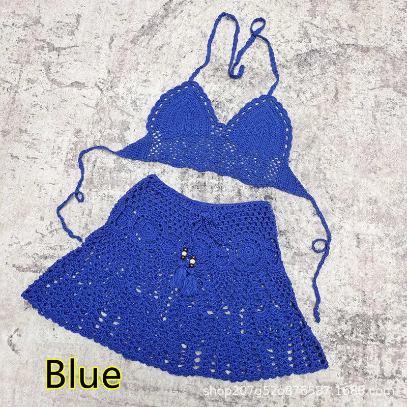 Hand Crochet Bikini Beach Skirt Swimsuit Swimsuit