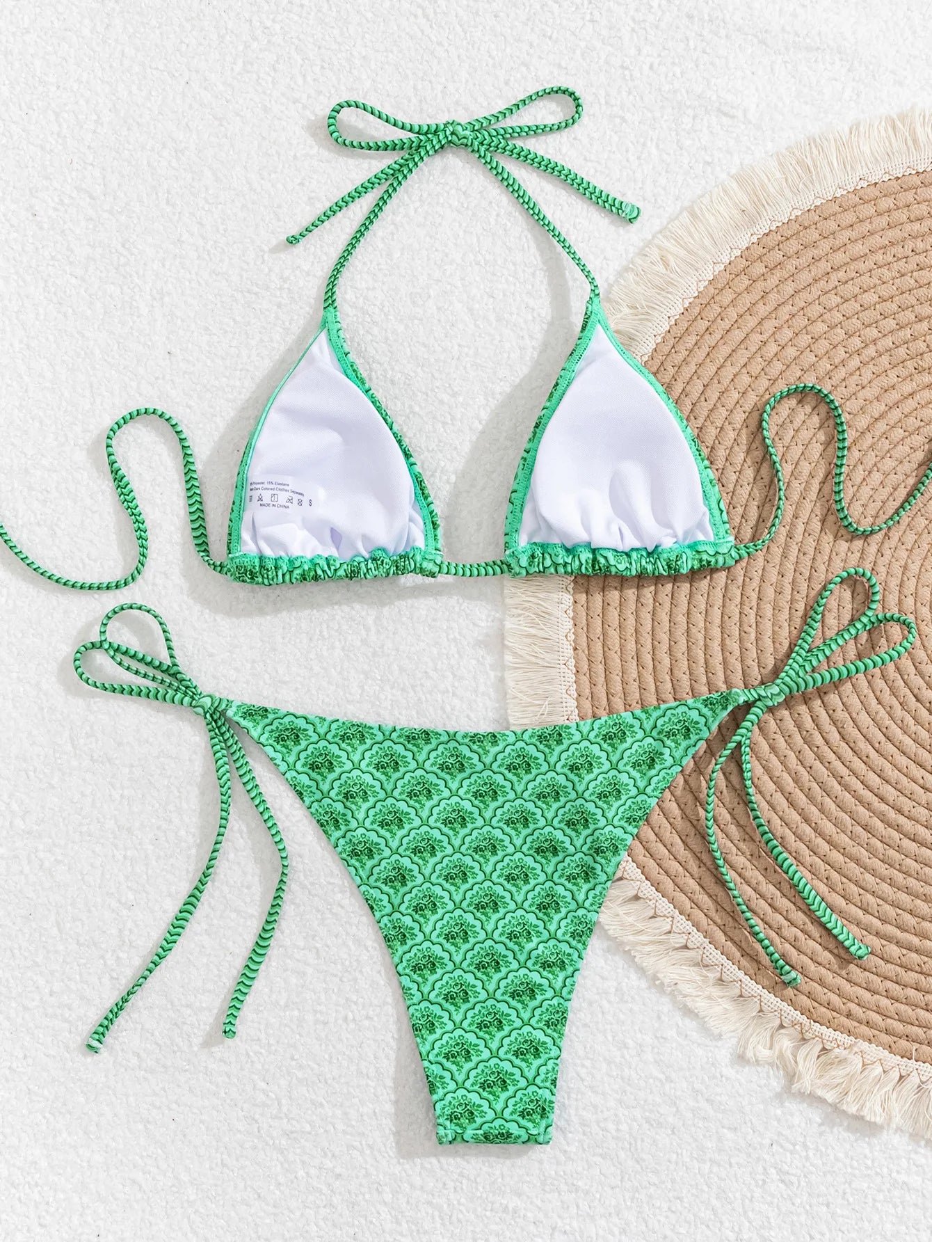 Summer Swimwear Women Sexy Backless Swimsuit 2 PCS Bikini Set Laced Up Split Bathing suit Low Waist Binding Strap Beach Bikini