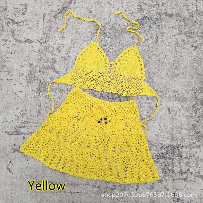 Hand Crochet Bikini Beach Skirt Swimsuit Swimsuit