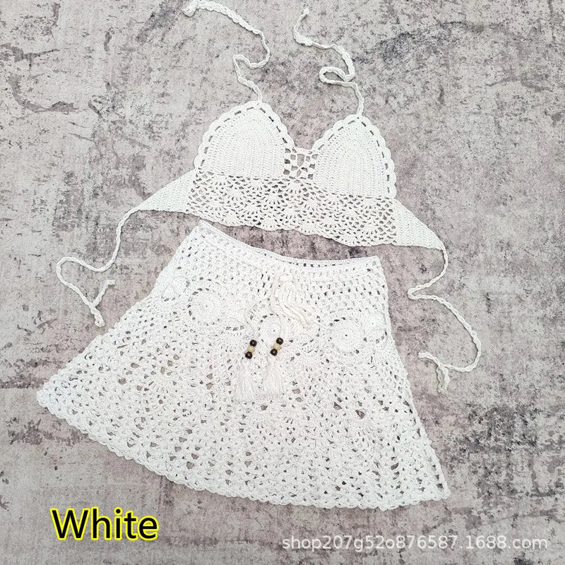 Hand Crochet Bikini Beach Skirt Swimsuit Swimsuit