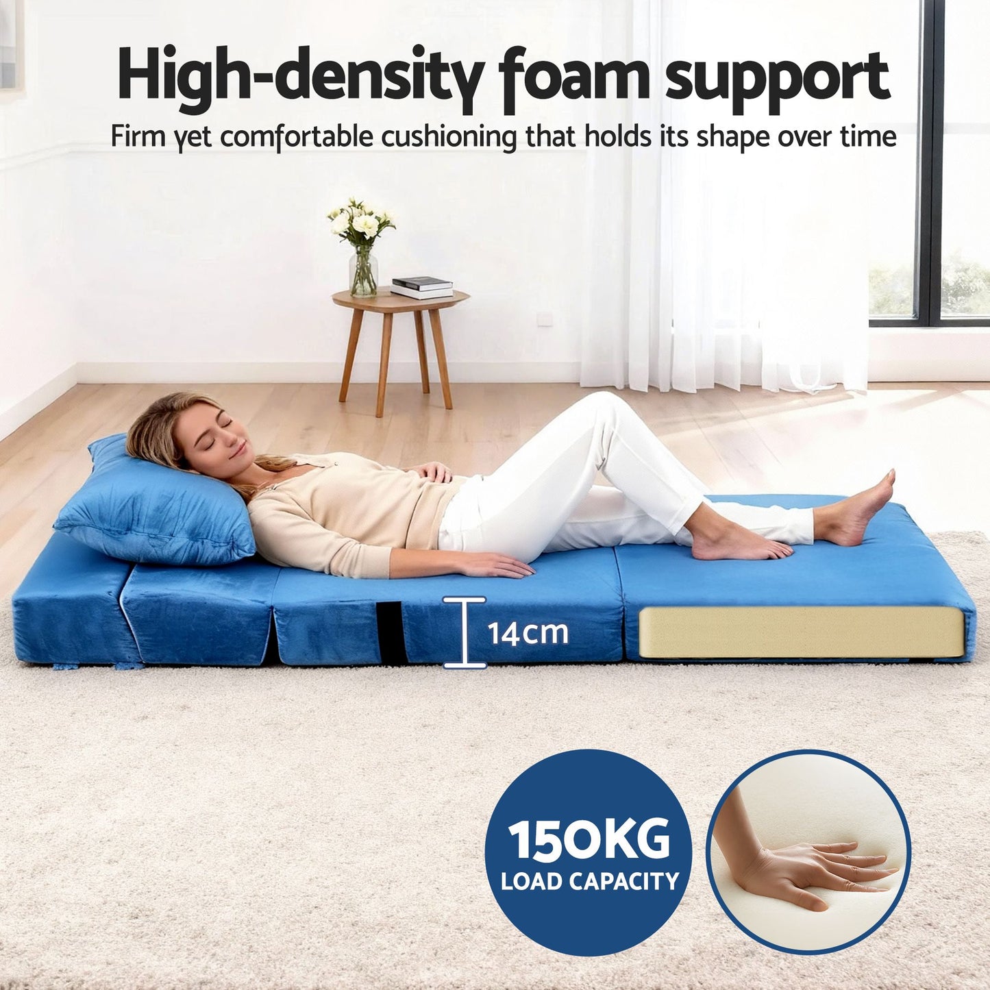 Artiss 3 Pack Folding Sofa Bed Armless Lounger Foam Floor Sofas Futons Couches