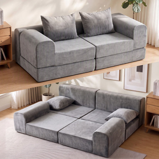 Artiss 5-in-1 Schlafsofa Bodenmatratze Modulare knochenlose geschwungene Couch