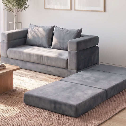 Artiss 3-in-1 Schlafsofa mit Klappmatratze Samt Schaumstoff Sessel 300KG