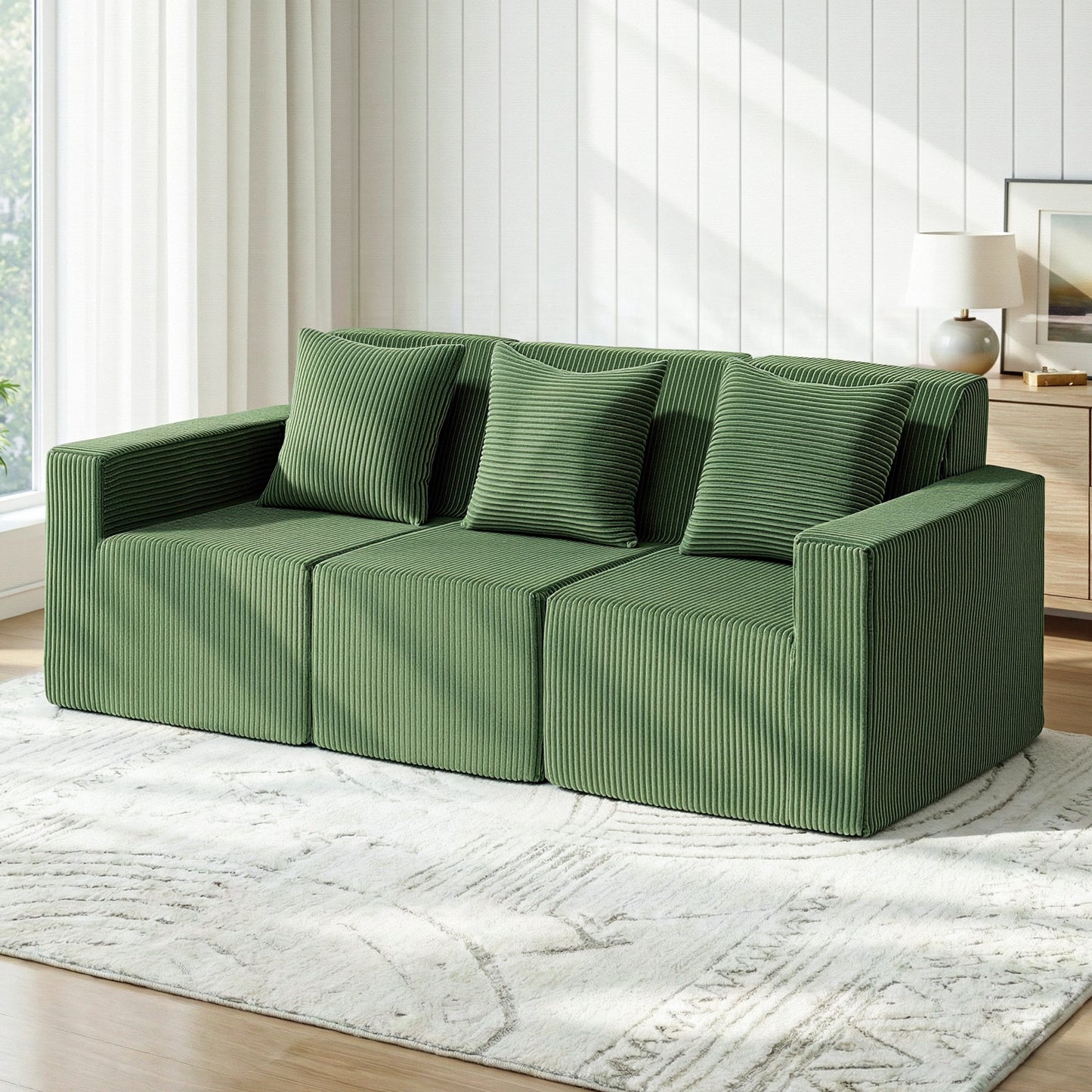 Artiss Modular 3-Seater Sofa Bed Convertible Sectional Floor Couch with Deep Seat