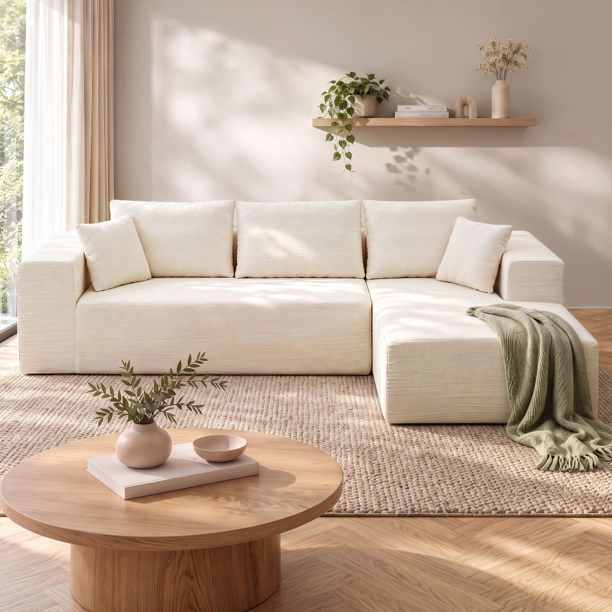 Artiss Modular Sectional Sofa 4-Seater L-Shaped Boneless Sofa Bed Chaise Lounge