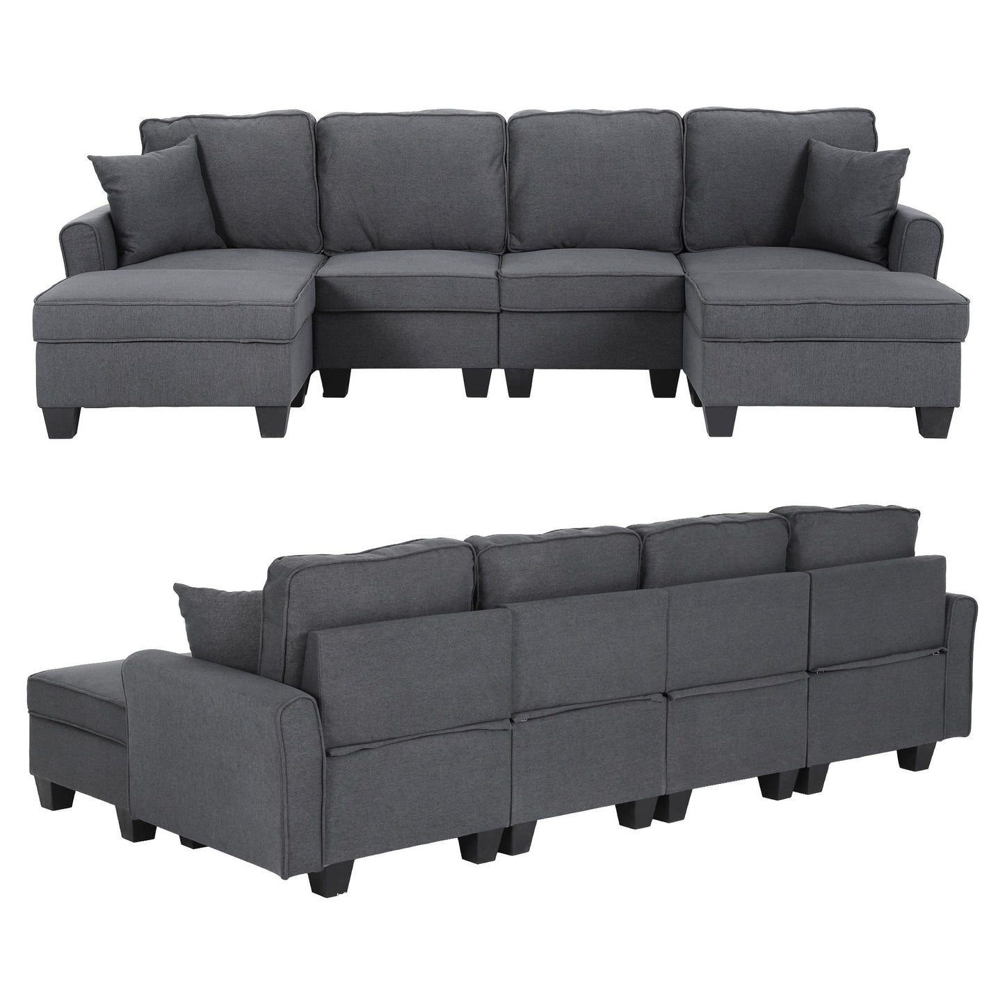 Artiss Modular Sectional U Shaped Storage Sofa Couches for Living Room Grey