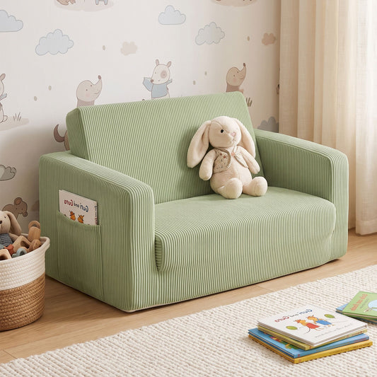 Artiss 2-in-1 Sofa Foam Couch with Side Pocket Light Green
